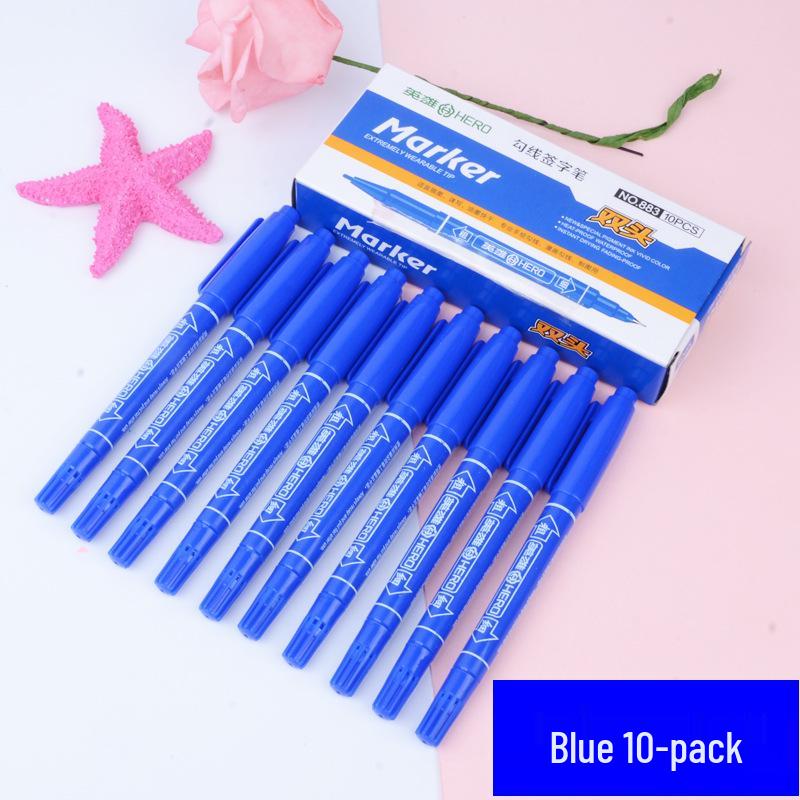 Набор двусторонних тонкопишущих маркеров Hero Marker 883, цвета: черный, красный, синий (Бокс-сет) - Быстрая сушка