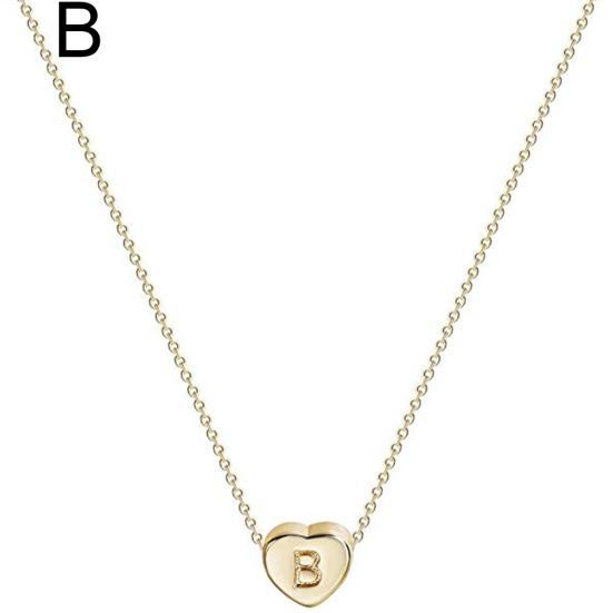 Fashion Women Letter Heart Pendant Titanium Steel Chain Necklace Jewelry Gift