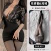Sexy Secretary Uniform Seduction Deep V Breast Lace Perspective Sex Underwear Skinny Hip Wrap Skirt Sex Underwear Women