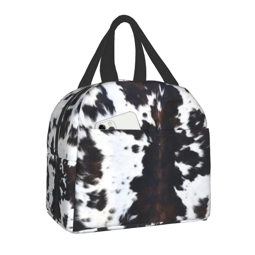 Animal Cowhide Texture Cow Print Lunch Bag for School Office Picnic Leakproof Insulated Cooler Thermal Lunch Box Women Children