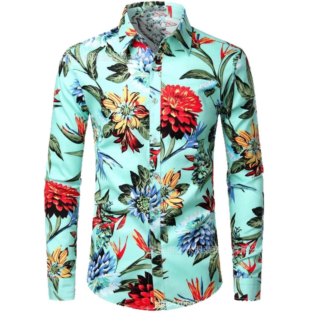 Stylish long-sleeve men's shirt with lion king print.