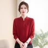 Mom's Autumn Knitwear: Elegant Woolen Sweater for Middle-Aged Women - Chinese Style Fashionable Base Layer