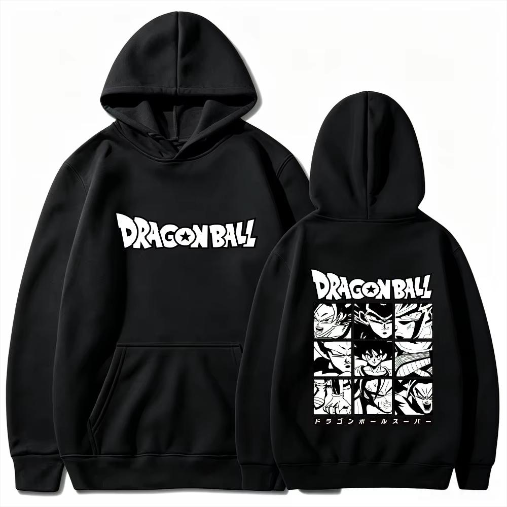 Dragon Ball Men's Hoodie With Double-sided Black And White Print High Quality Warm Sweatshirt For Autumn Winter Women And Men Hoodies