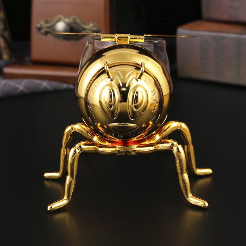 Little Bee Seasoning Box Golden Large Bee Sugar Cup Household European Kitchen Seasoning Box with Spoon Storage Jar High-end