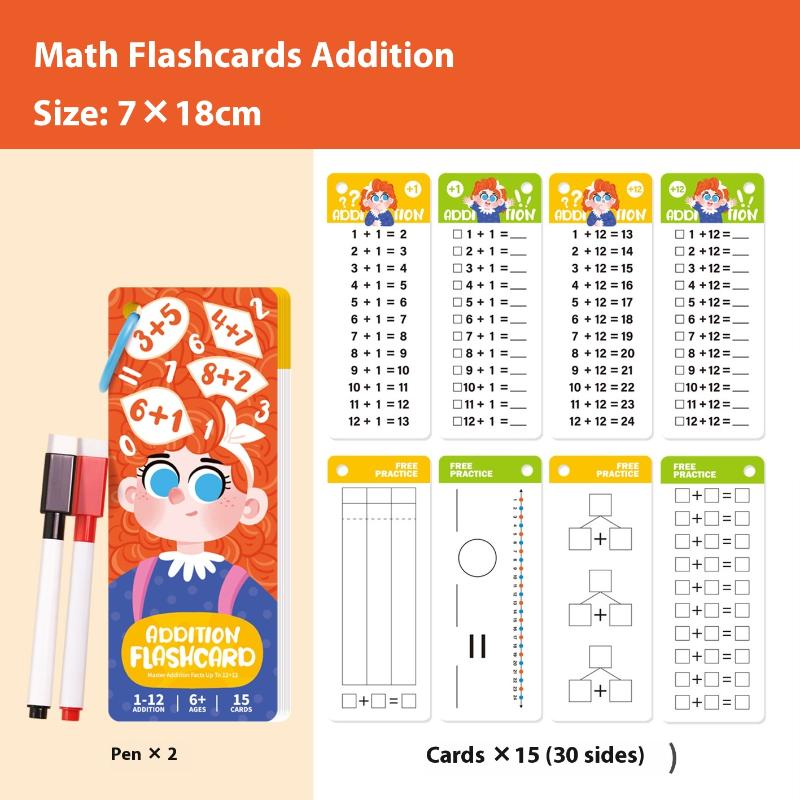 1 Set Kids Addition Subtraction Multiplication Division Math Educational Toy Fraction Learning Flashcards For Primary School as the picture