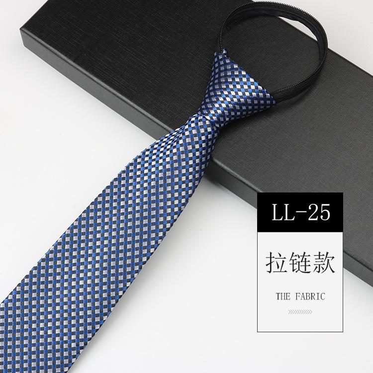 Tie Men'S, Business Zipper Work Security Shirt Striped Red Blue 8Cm Knot Free Easy To Pull