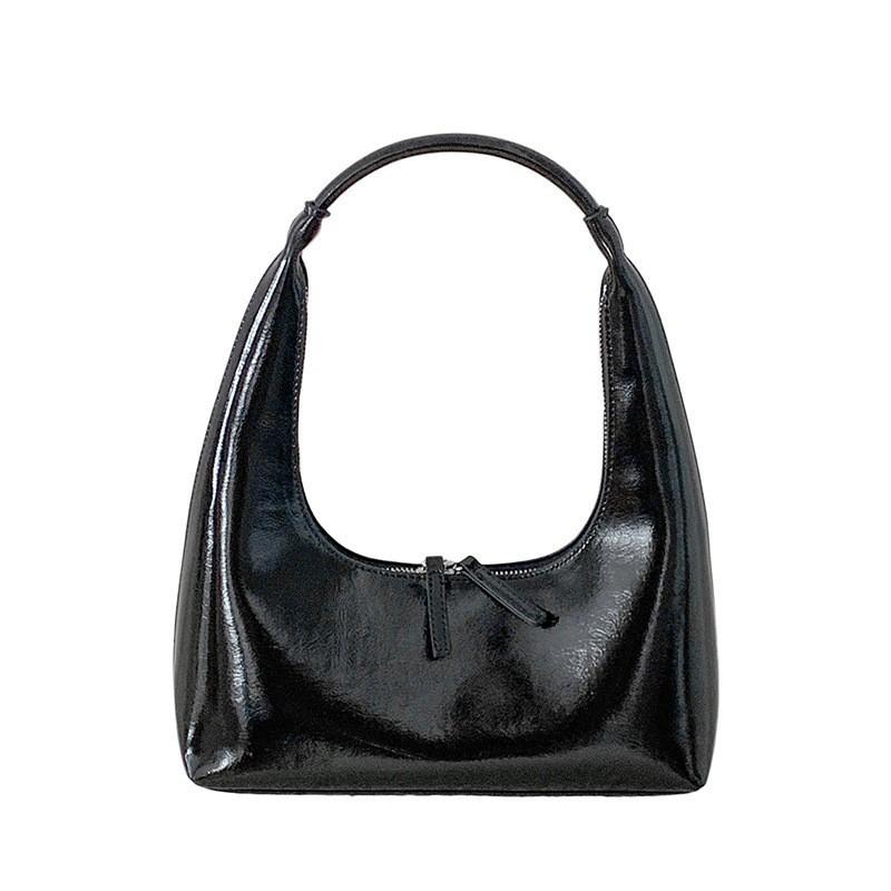 Korean Niche Design High-end Bag Women 2025 New Retro Underarm Patent Leather Shiny One-shoulder Handbag