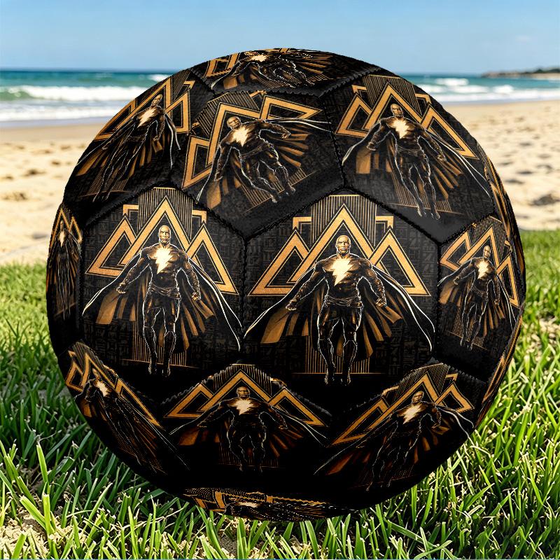 Black Adam Print Size 5 Soccer Ball, PU Wear Resistant Football for Match Training and Daily Practice, Birthday Gift for Soccer Fans