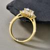 Rrjzz 1CT CZ Lab Imitation Diamond 14K Gold Plated Flower Ring Cubic Zirconia Sunflower Wedding Ring for Women Jewelry Gifts