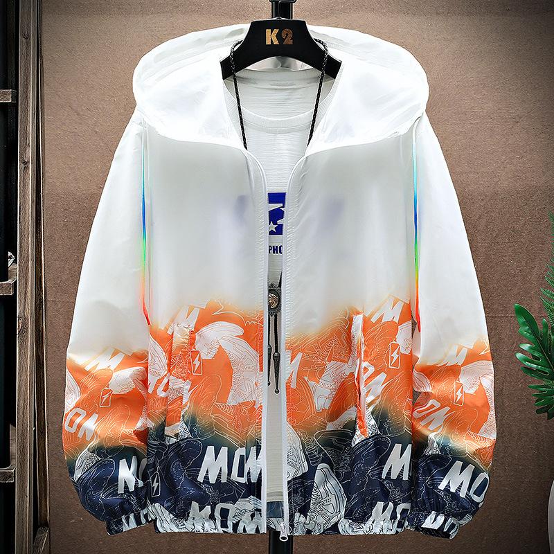 Men's Ultra-light Trendy UV Protection Quick Drying Windbreaker Anti-wrinkle  Jacket Gradient Print Clothing