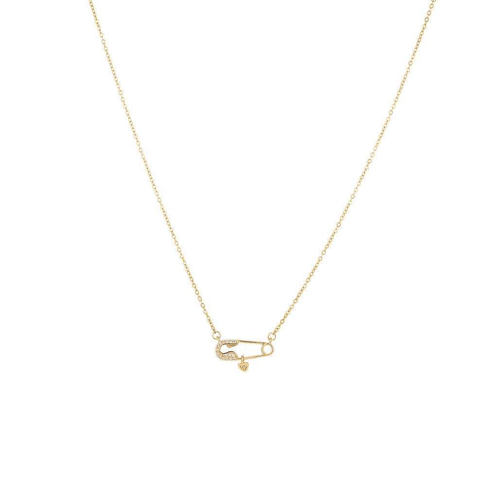 Charming Vintage Alloy Brooch Pendant Necklace With Rhinestone Accents For Women