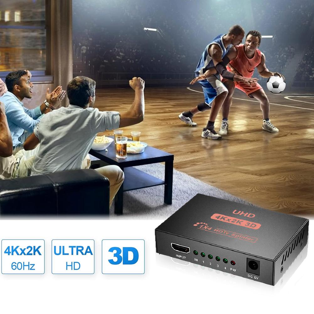 4K 30HZ HDMI-compatible Signal Distributor 1080P Dual Display Converter 1 in 4 Out Video Switcher 3D HDCP for HDTV DVD PS3 Xbox