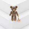 SKEDS New Arrival Women Shiny Full Crystal Bear Pearl Pendant Brooches Pins Fashion Design Animal Rhinestone High-end Badges