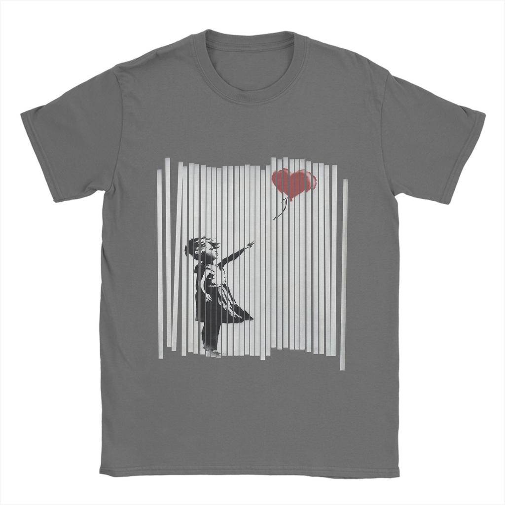 Banksy T-Shirt Sommer Zerrissenes Ballonmädchen Neuheit T-Shirts Herren Reine O-Ausschnitt Übergröße Kleidung Kurze Ärmel Lustiges T-Shirt