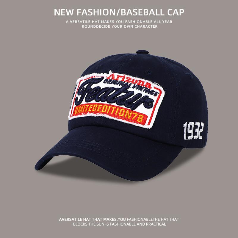 

Vintage Style Cotton Baseball Cap With Embroidered Letters For Casual Summer Wear NavyBlue