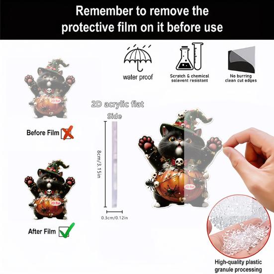Car Hanging Ornament Cartoon Animals 2D Flat Acrylic Car Rearview Mirror Charm Halloween Auto Interior Pendant for Window Wall