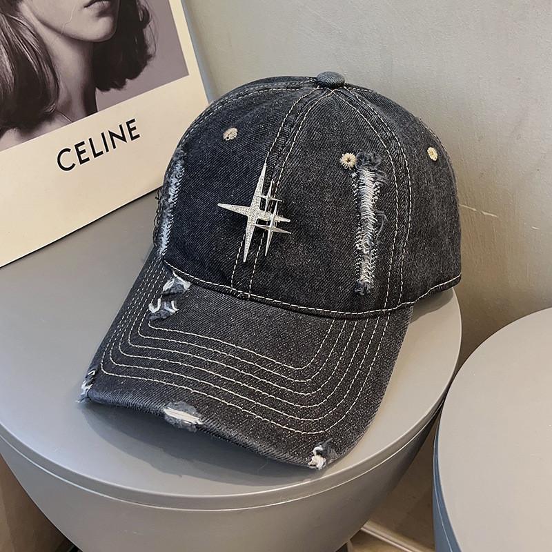 

Vintage Denim Baseball Cap For Women Men With Star Water Dazzle Embellishments And Curved Brim For Casual Style DarkDenim