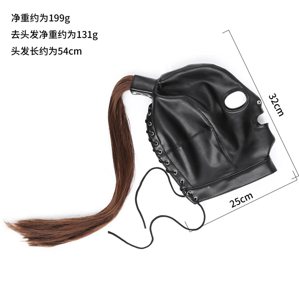 Sex toys head cover face with exposed eyes and mouth mask harness-shaped head cover wig mask sex toys