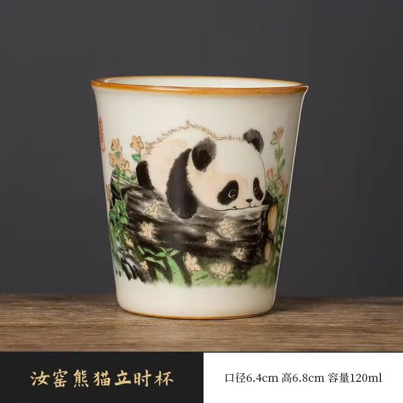 

Печь Жу Глаз Панды Милая Чашка для Колы Чайная Чашка Высококлассная Изысканная Мастер-Чашка Одинарная Чашка Открытый Кусок Может Поднять Чайную Чашку Набор для Чая Кунг-Фу