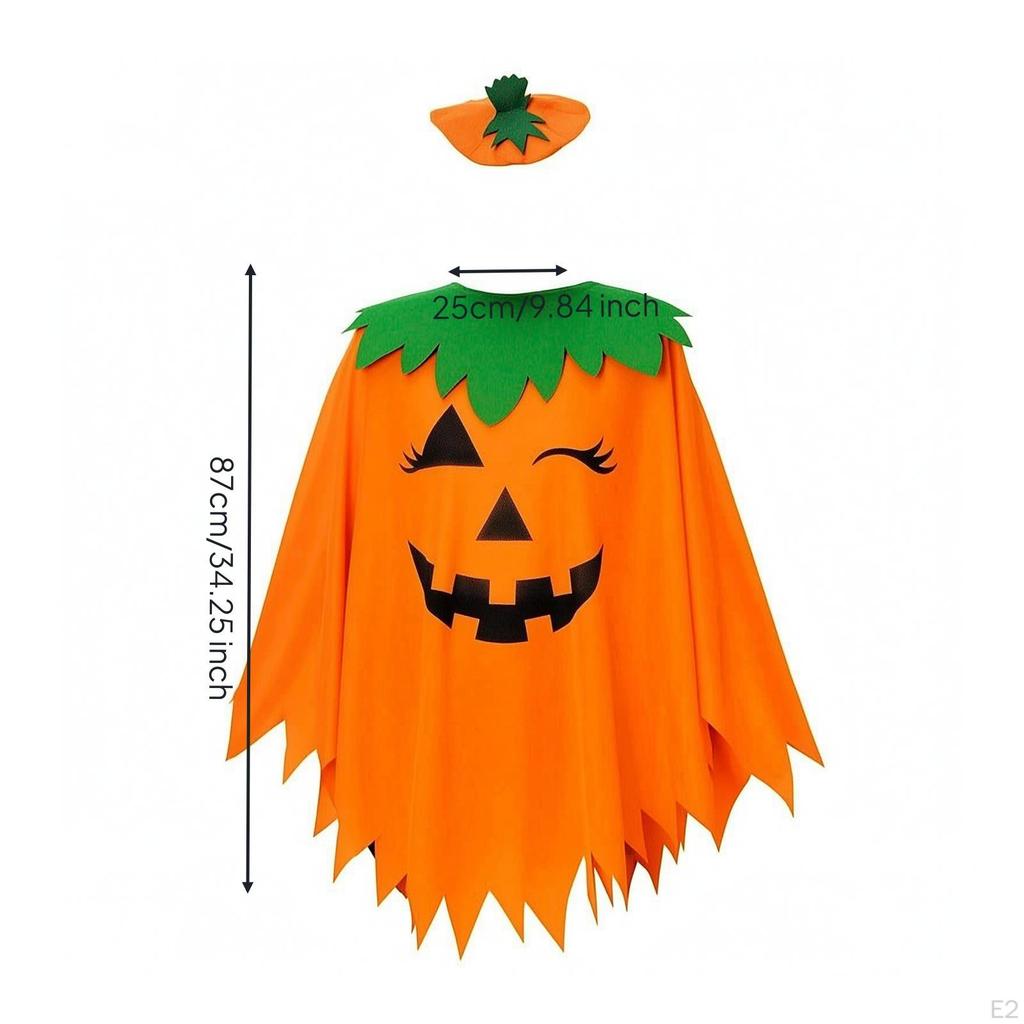Pumpkin Costume with Headpiece One-Size Jack-O'-Lantern Poncho Cape