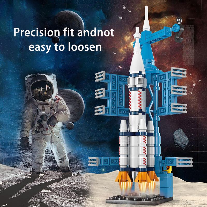 Children's Toy Building Blocks Large Space Rocket Children's Puzzle Assembly Gift Box Small Particle Assembly Gift for Boys