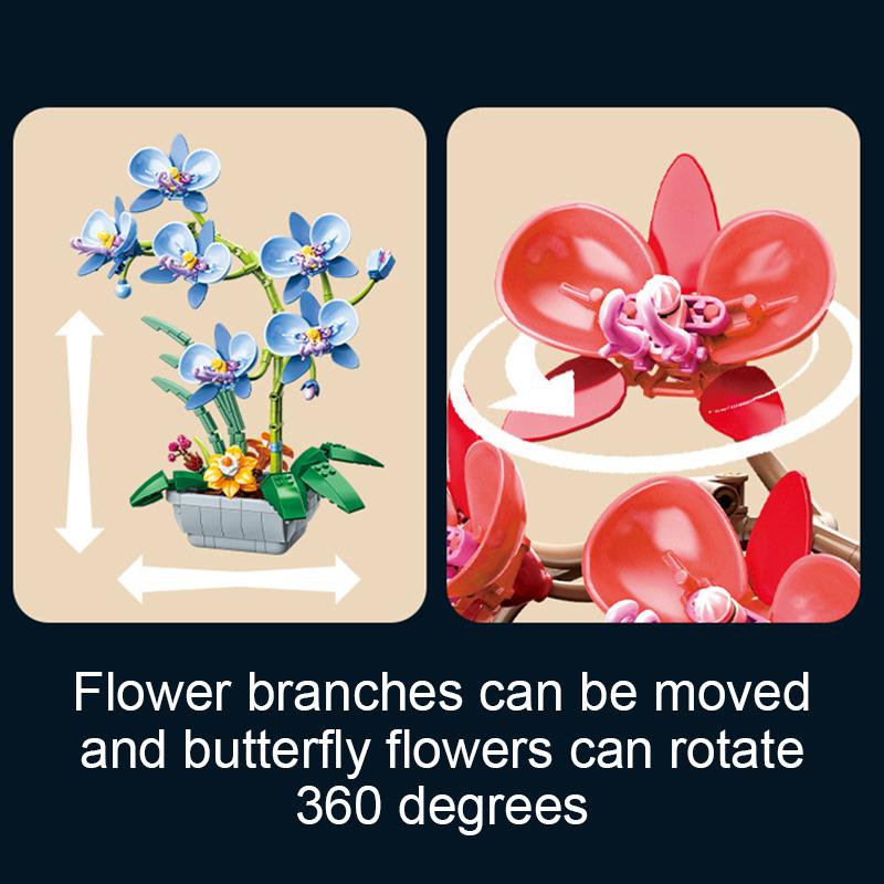 DIY Мотылек Орхидея строительные блоки игрушка цветы дисплей искусство фаленопсис — фото 6