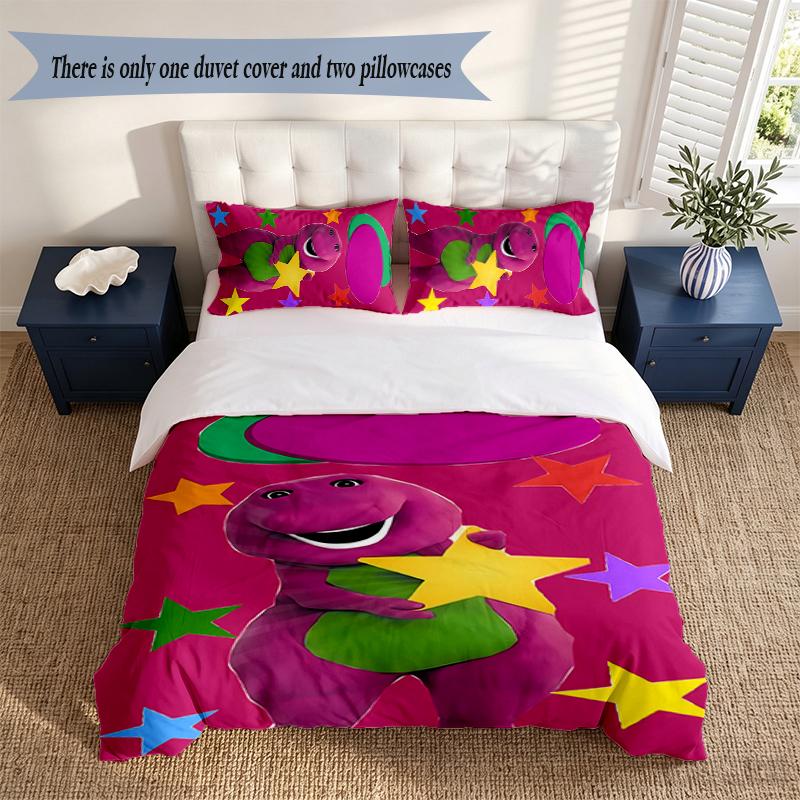 BARNEY 3‑Piece Bedding Set Soft Microfiber Duvet Cover Pillowcases Comfortable Bed Linen for Bedroom Decoration