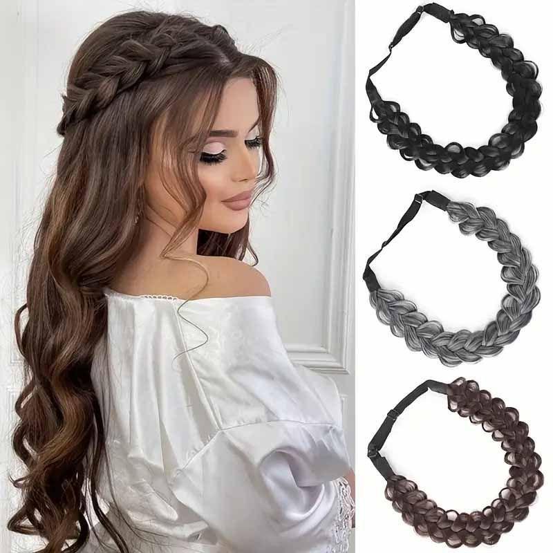 1PC Braid Wig Hair Band Soft Headband Soft Handmade Hair Band Wig Accessories Braid Internet celebrity Hand Tear Braid Hair Band