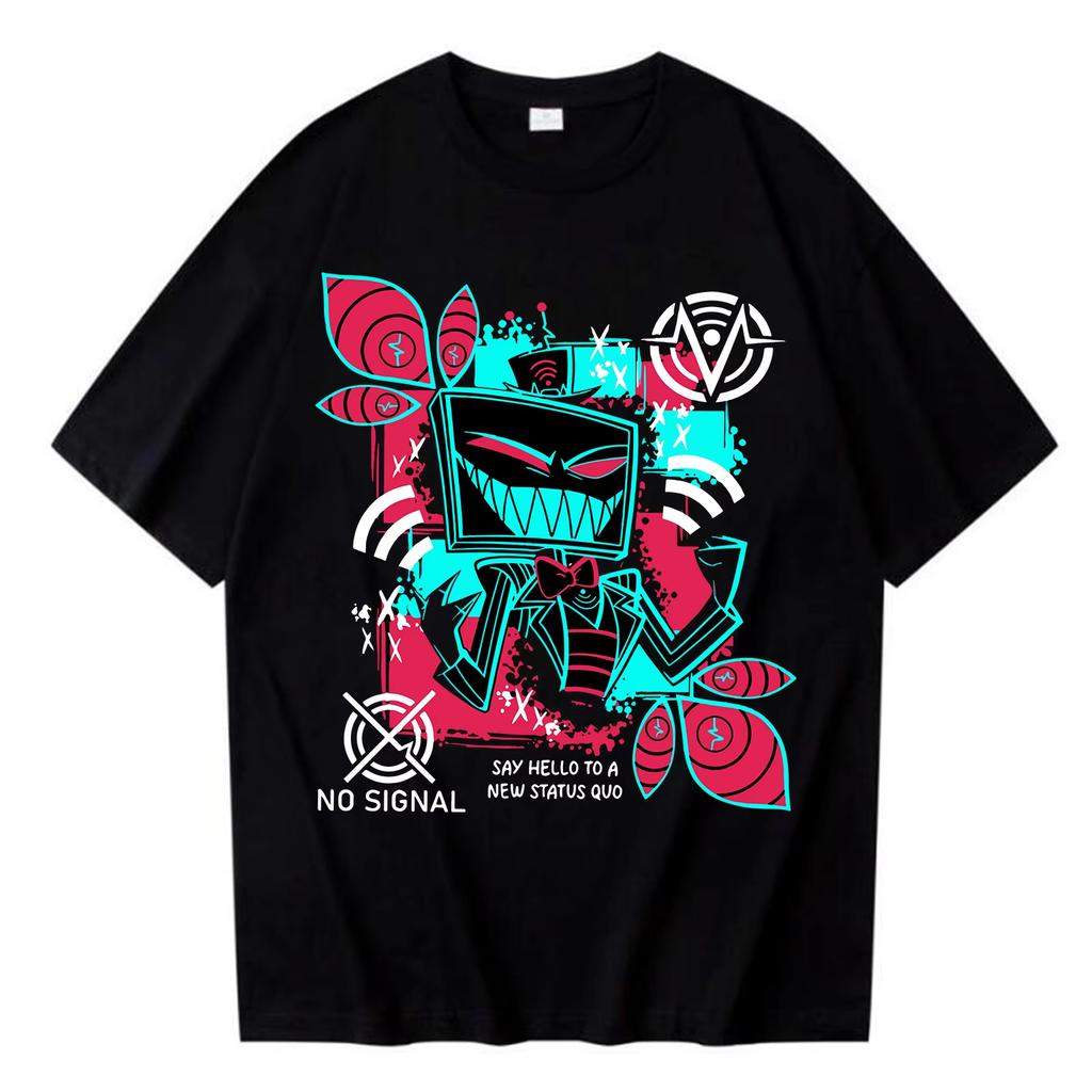 Hazbins Hotels Graphic Cotton shirt Men Retro 2026 hit show TV drama Summer unisex Harajuku Fashion Short sleeve Loose Tshirt