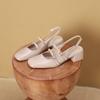 High Heeled Shoes for Women's 2026 Summer New Square Toe Mid Heel Retro and Versatile French Style Coarse Pumps for Women Sandal