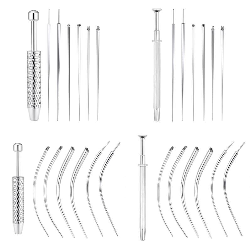 Piercing Kugel Greifer Werkzeug Kits Edelstahl Flachrücken Ohrringe Applikator mit Gewinde/Gewindelosen Einsetzstiften