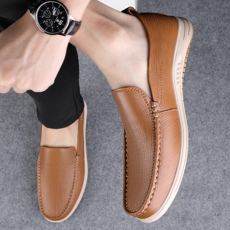 Fashion Men Genuine Leather Shoes 2025 New Casual Designer Shoes Slip On Fashion Summer Comfort Loafers Moccasins Men Driving Shoes