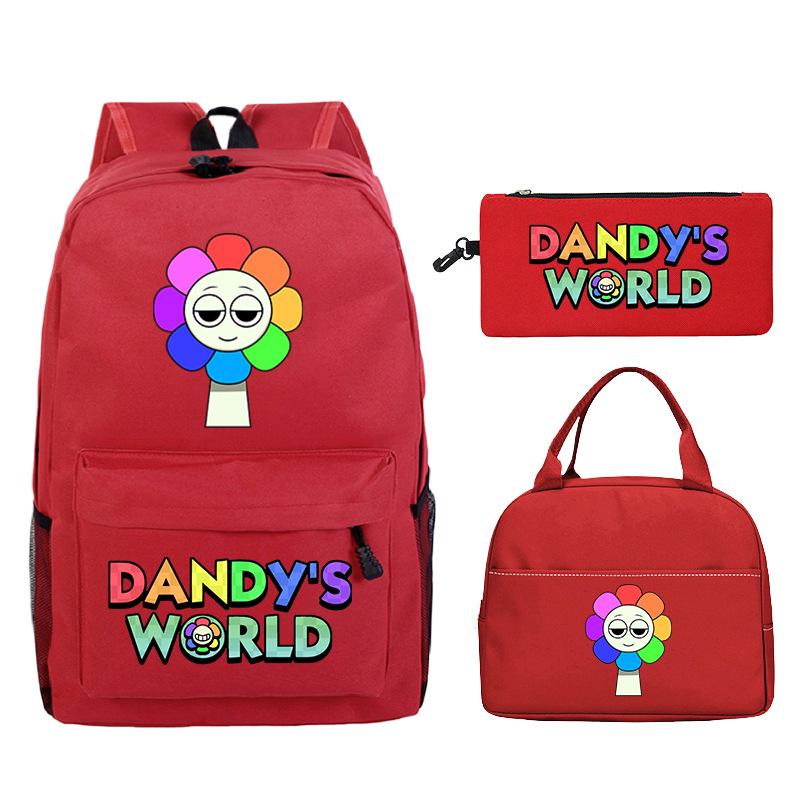 New Dandy's World Game Merchandise Cartoon Printing Student Schoolbag Foreign Trade Pencil Bag Meal Bag Set