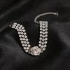 European Retro Rose Diamond Choker: Three-Layer Court Style Light Luxury Necklace