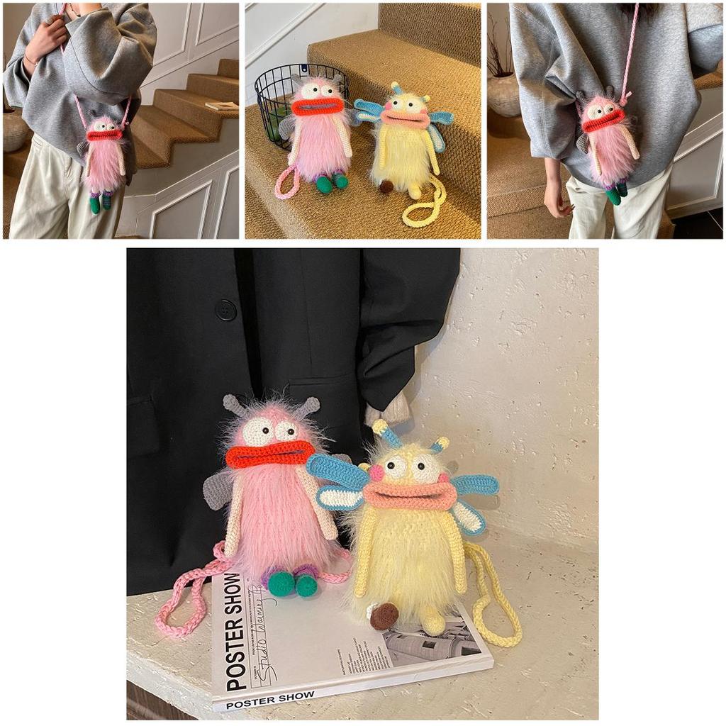 Funny Big Mouth Woven Crossbody Bag For Daily Casual Wear