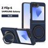 For Samsung Galaxy Z Flip 7 6 5 4 3 Luxury Magnetic Carbon Fiber Texture Hard Case with Ring Holder Phone Stand Compatible Cover