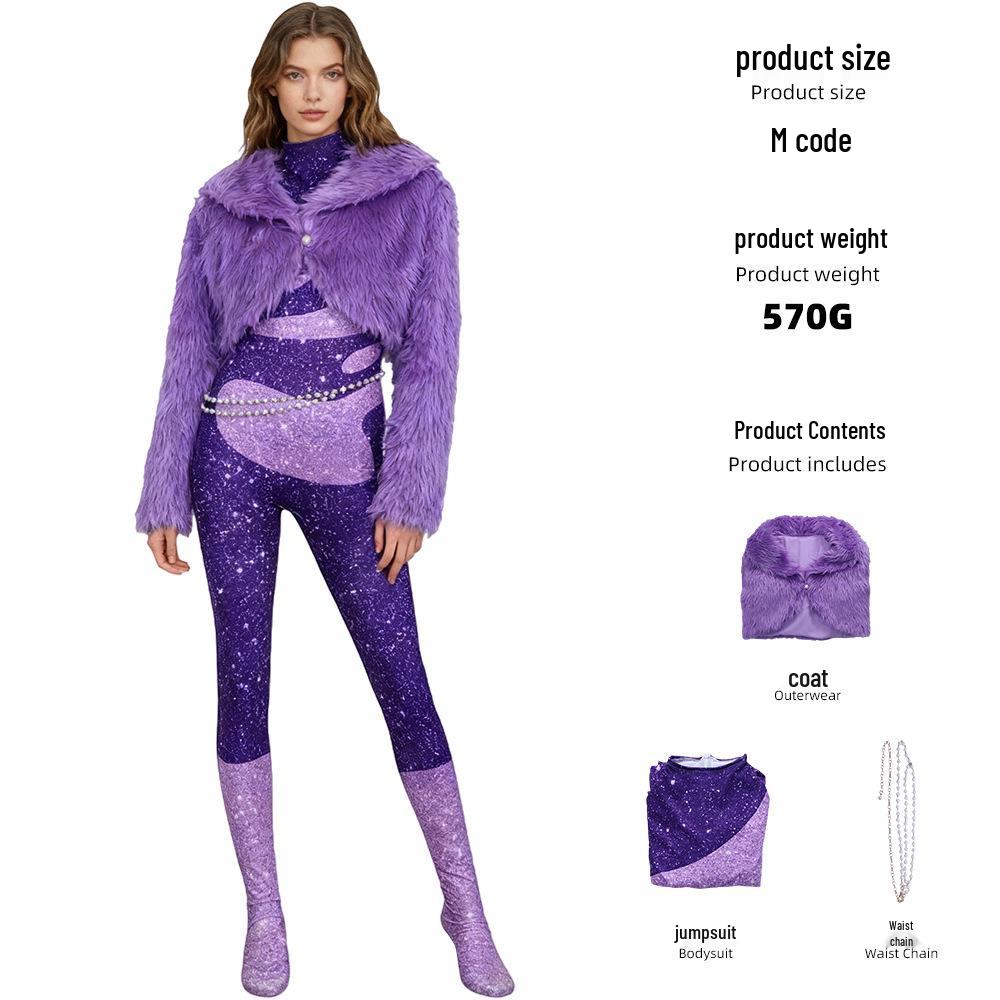 Crazy Animals 2 Shakira Cosplay: Purple Fur Stage Outfit for Christmas X L (European size - runs small)