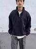 Men's Heavyweight Loose Half-Zip Hoodie – Versatile Spring/Autumn Outerwear with Stand-Up Collar and Unique Design