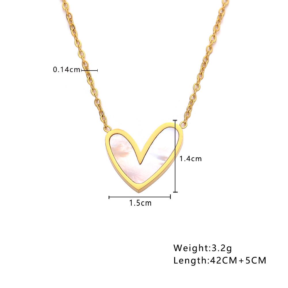 Heart-Shaped Mother-of-Pearl Pendant Necklace: Chic European & American Style for Women золотой