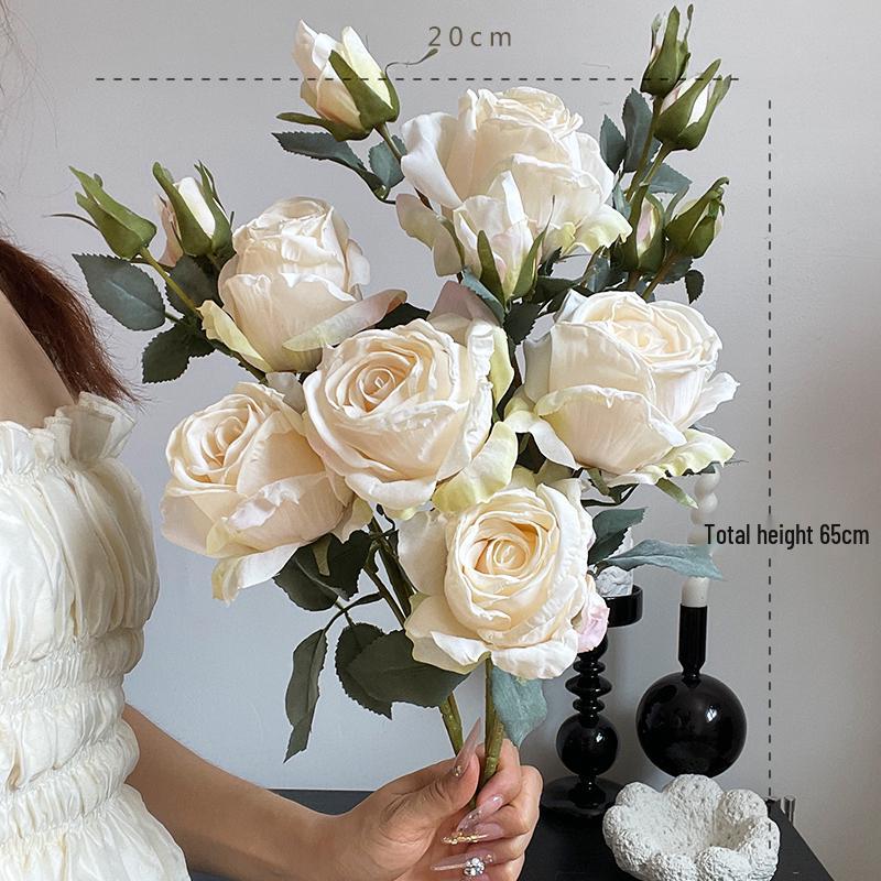 Liu Yifei Inspired Dried Flower Oil Painting - Artificial Rose Bouquet for Living Room or Dining Table Decor