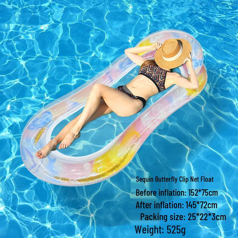 Foldable Striped Inflatable Pool Float Hammock Recliner