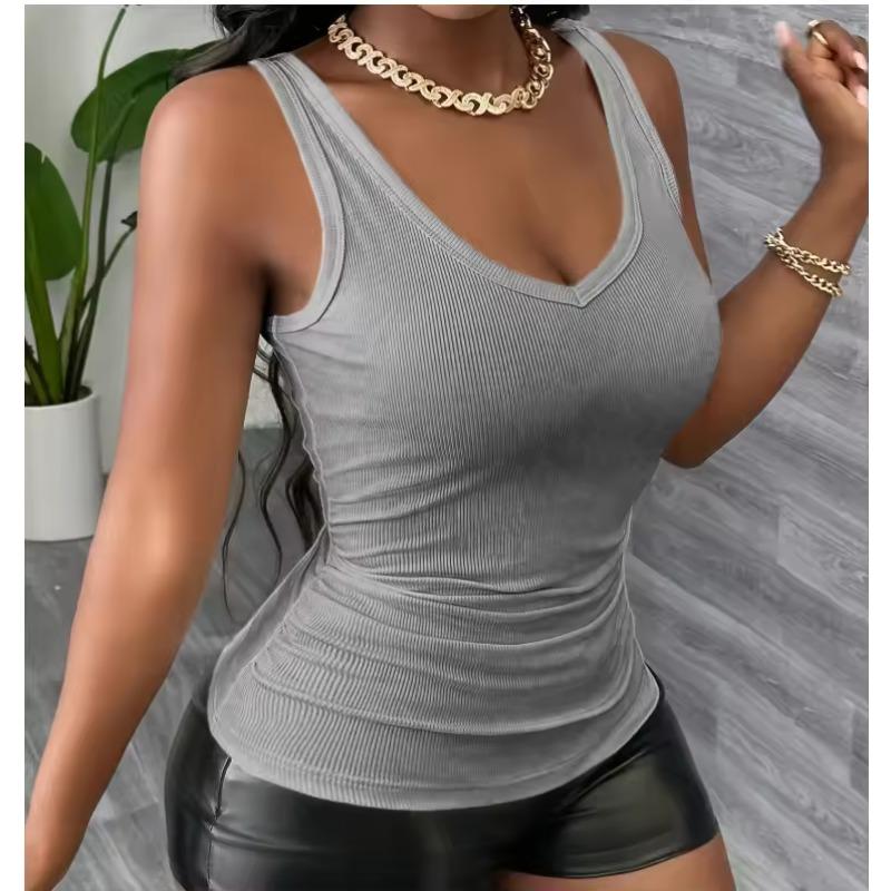 Summer Tanks Camis Women Solid Sexy Crop Top Hot Girl Sleeveless Casual V-neck Vest Camisole Tees Top Sling Woman