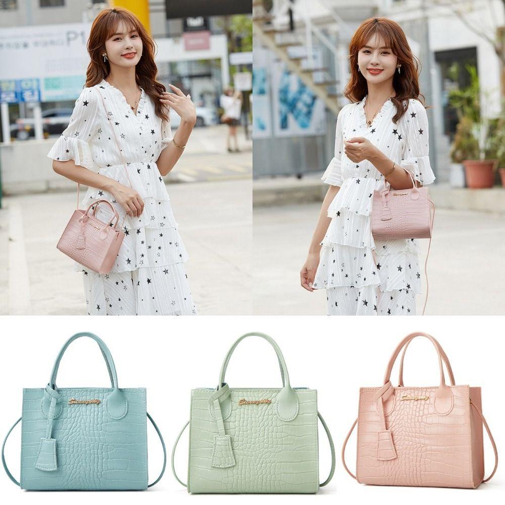 

Square Female Shoulder Bag PU Leather Crossbody Bag Korean Style Women Handbag Travel чорний