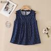 Women Summer Casual Round Neck Sleeveless Print Tank Tops