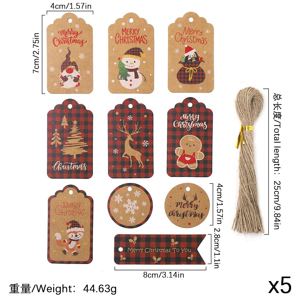 50Pcs Paper Card Christmas Decoration Hanging Christmas Tree Pendant Ornament Santa Claus Xmas for Home Decor DIY Party Supplies