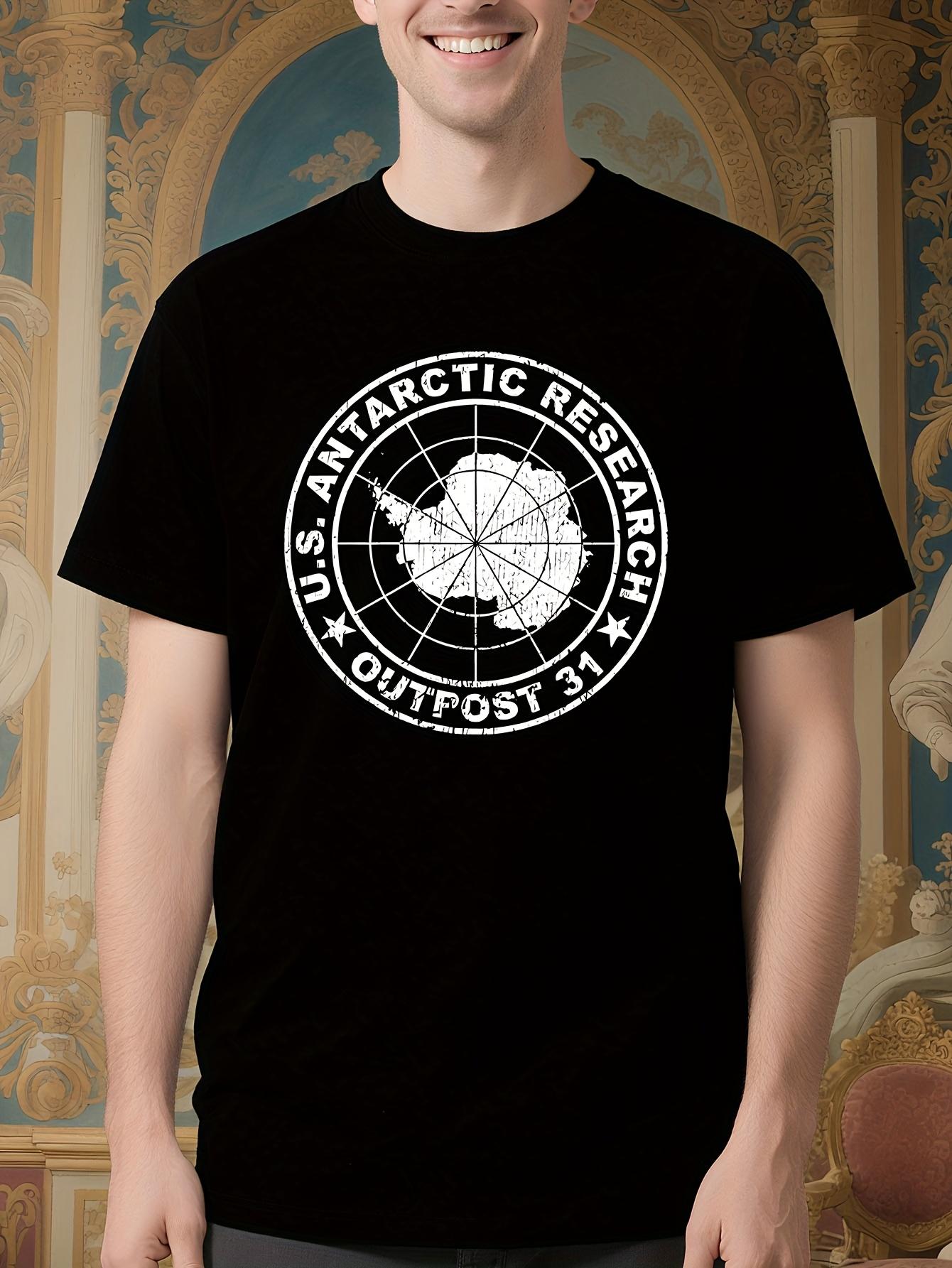 Antarctic Research Tshirt - Black with White Antarctic Ma... S