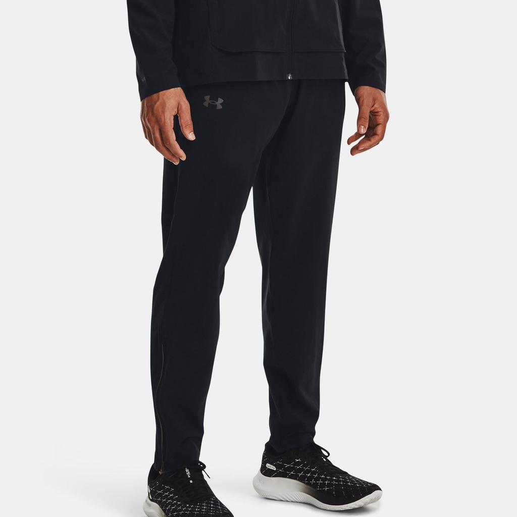 Under Armour Out The Storm Solid Logo Running Knit Pants Men Bottoms Black 1376799-001