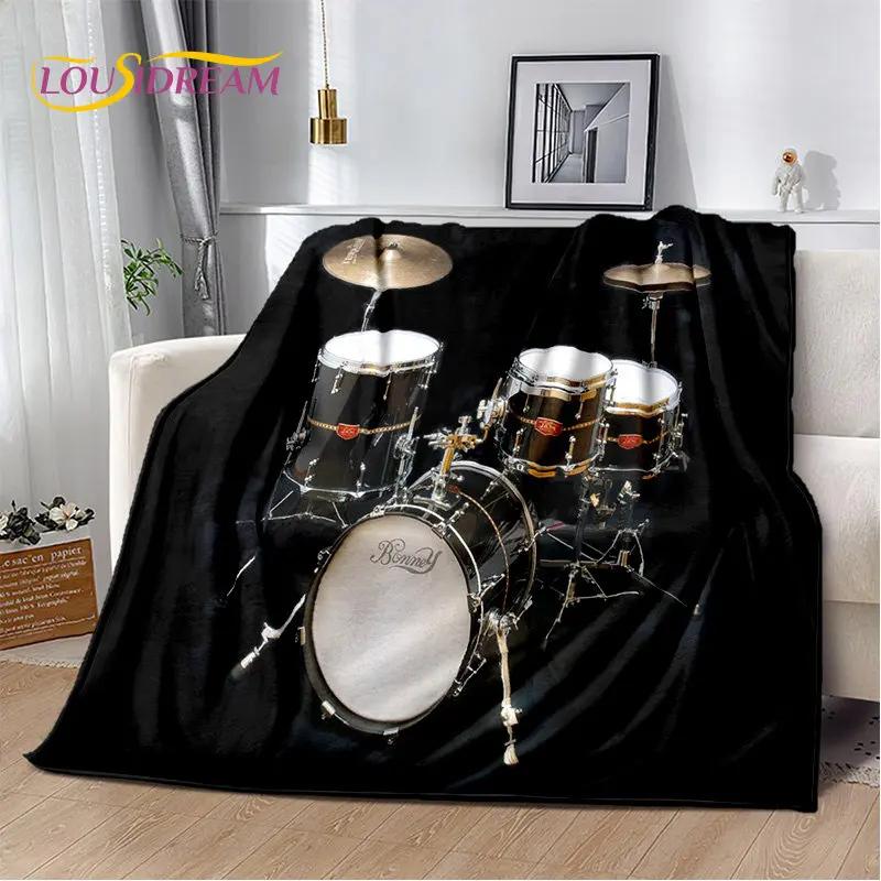 Kit de tambor musical, conjunto de instrumentos, cobertor de pelúcia macio, cobertor de flanela, cobertor para sala de estar, quarto, cama, sofá, piquenique, criança