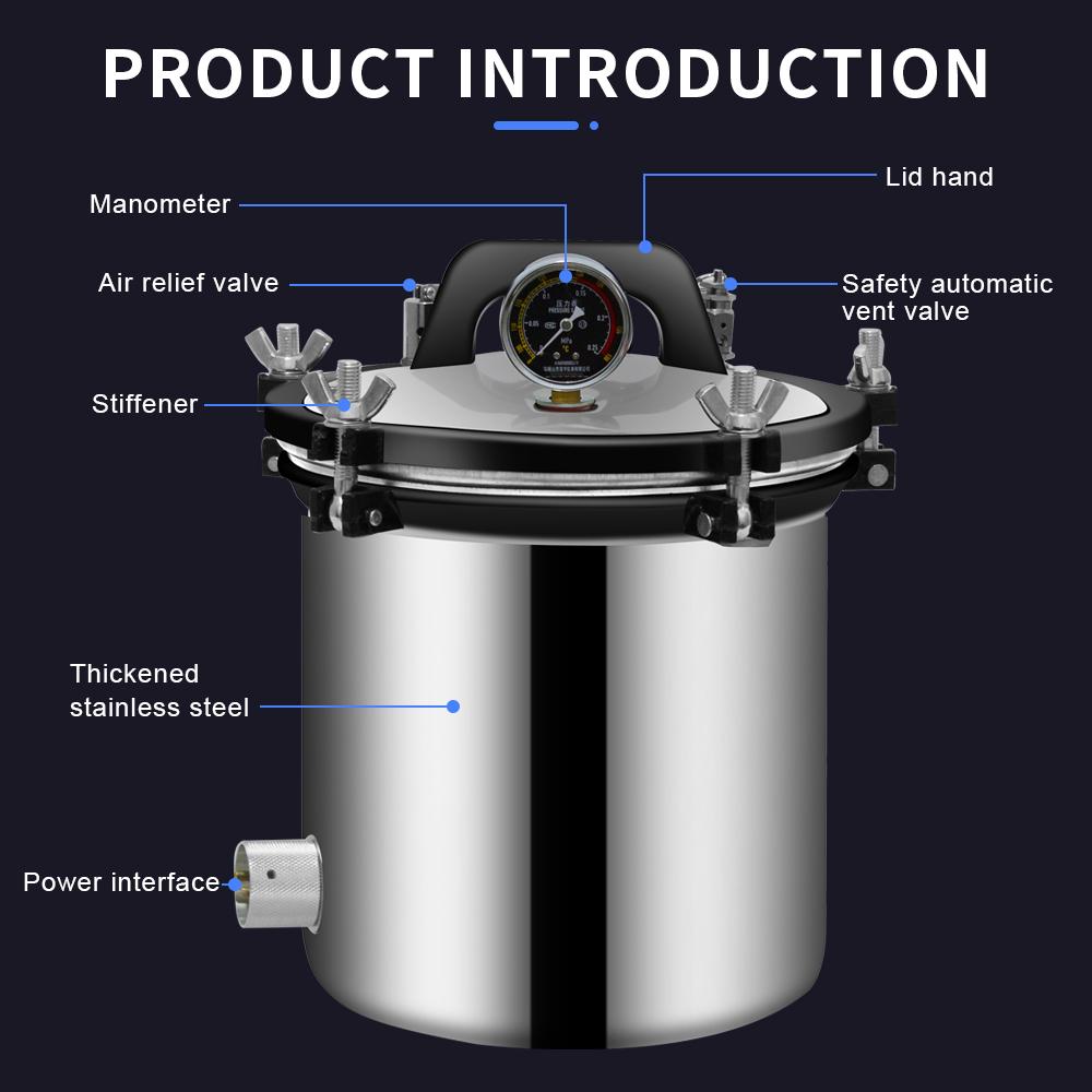 High Temp Steam Sterilizer Stainless Steel Anti-drying Steriliser Auto Sterilization Pot Sterilizer for Utensil Food Tableware