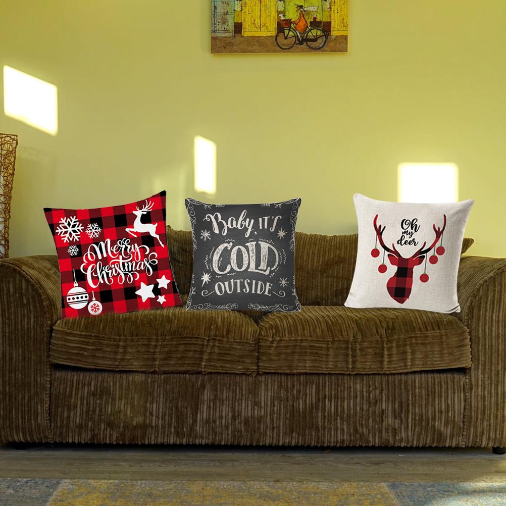 Christmas Printed Linen Pillowcase Cushion Cover Pillowcases for Home Decor Sofa Pillowcase
